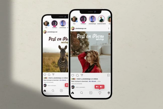 Free Instagram On Iphone 12 Mockup