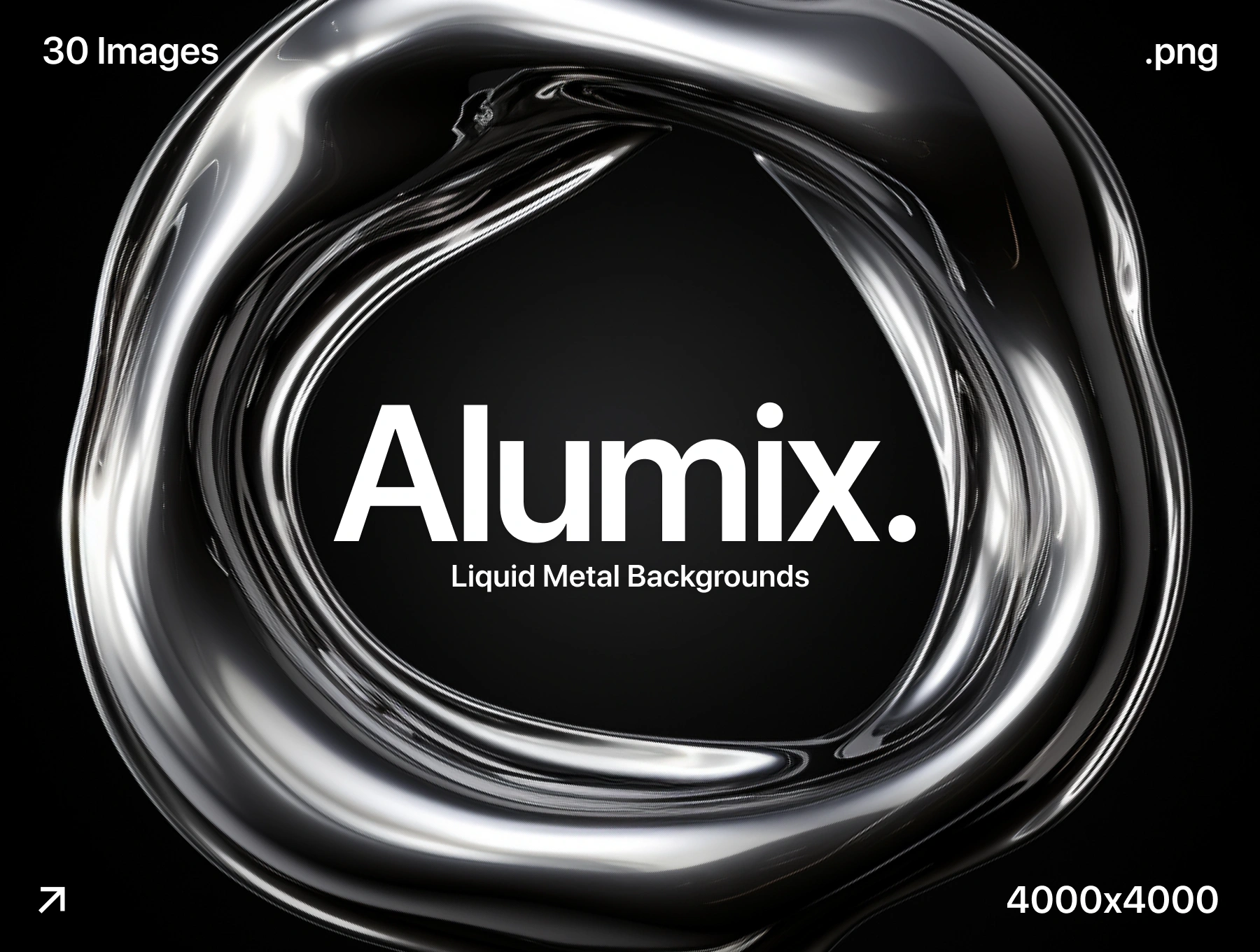 3D Abstract Flowing Liquid Metal Texture – High-Resolution Png Clipart