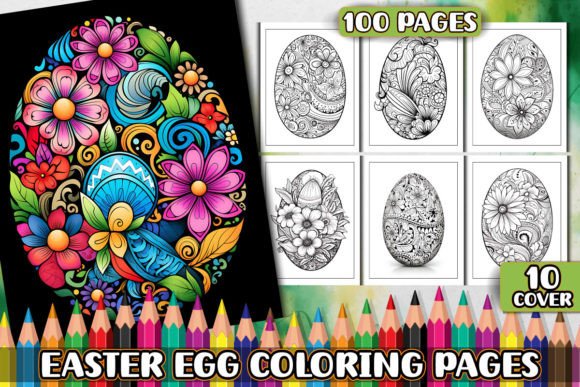 Easter Egg And Some Flower Coloring Page