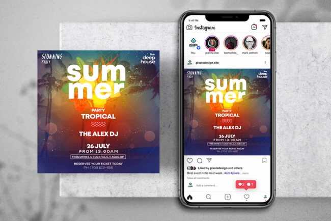 Tropical Party Free Instagram Banner (Psd)